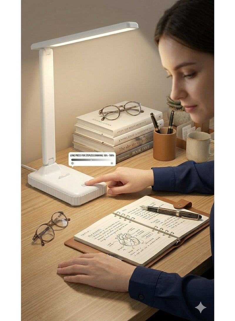 USB Rechargeable LED Desk Lamp – Table Lamp for Computer, Reading, and Studying – Eye Protection with Touch Control and Multiple Dimming – Suitable for Children, Home, and Office - Image 3