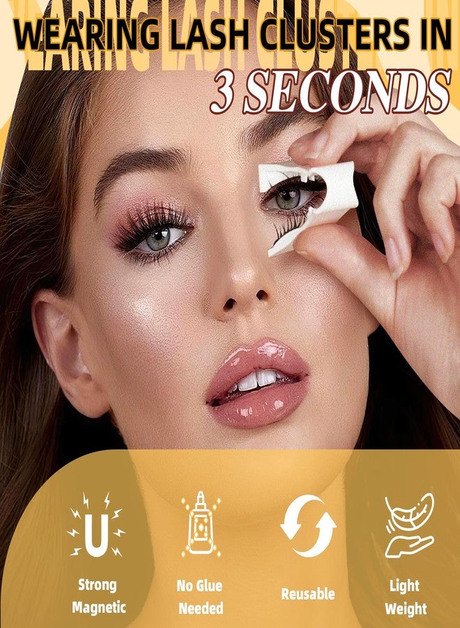 كويويل رموش مغناطيسية من كيوويل، قابلة لإعادة الاستخدام، لا تحتاج إلى غراء، طقم رموش مغناطيسية مع أداة وضع، طقم عناقيد رموش بدون محدد عيون، سهلة الارتداء والإزالة (G-YC01) - Image 3