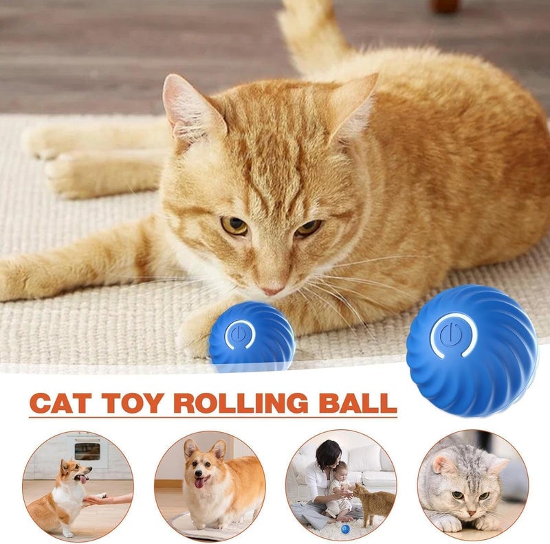Interactive Automatic Rolling Ball Toy for Cats and Dogs - Blue, USB Rechargeable - Image 4