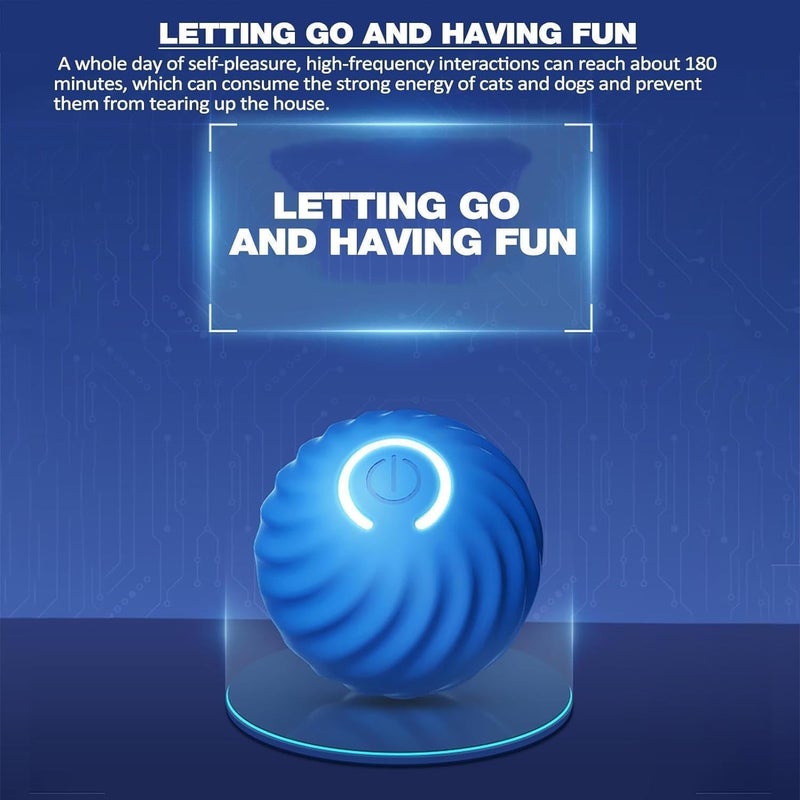 Interactive Automatic Rolling Ball Toy for Cats and Dogs - Blue, USB Rechargeable - Image 5