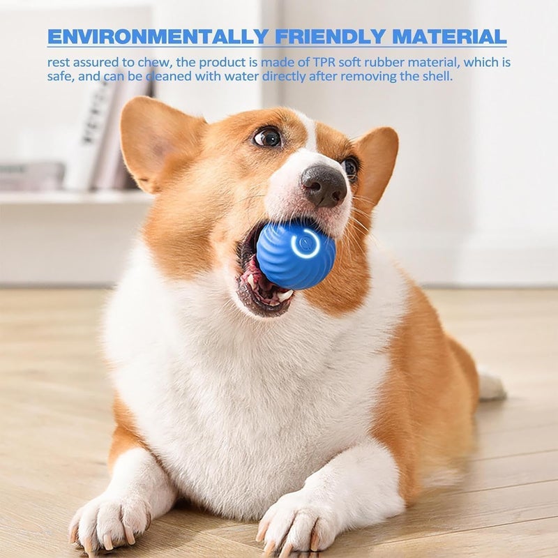 Interactive Automatic Rolling Ball Toy for Cats and Dogs - Blue, USB Rechargeable - Image 2