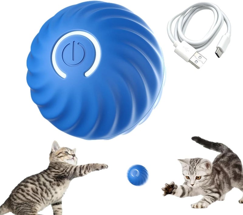 Interactive Automatic Rolling Ball Toy for Cats and Dogs - Blue, USB Rechargeable - Image 1