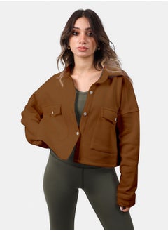 SHECHICK Shechick Melton Brown Crop Shirt  - Image 1
