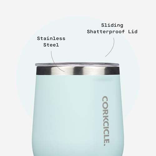 Corkcicle Stemless Wine Tumbler - Keeps Drinks Cold for 6 Hours - Triple-Insulated Stainless Steel - Non-Slip Base - Summer Drinkware Gift - Keeps Drinks Ice Cold - 12 oz - Gloss Powder Blue - Image 5