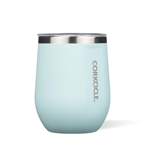Corkcicle Stemless Wine Tumbler - Keeps Drinks Cold for 6 Hours - Triple-Insulated Stainless Steel - Non-Slip Base - Summer Drinkware Gift - Keeps Drinks Ice Cold - 12 oz - Gloss Powder Blue - Image 1