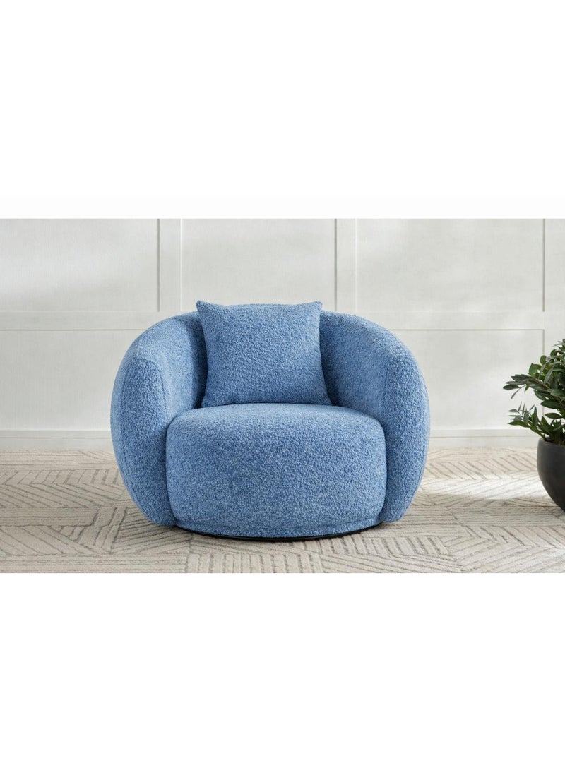 هاوس ون كرسي من البوكليه وأرجل خشب سويدي 99x104x75 سم - أزرق فاتح - Image 3