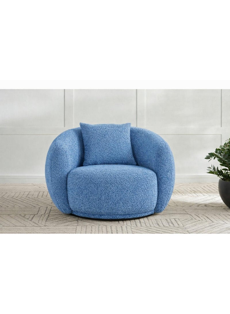 هاوس ون كرسي من البوكليه وأرجل خشب سويدي 99x104x75 سم - أزرق فاتح - Image 4