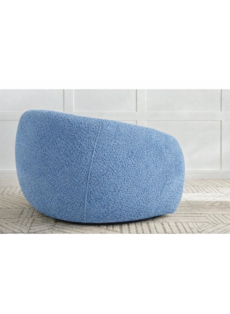 هاوس ون كرسي من البوكليه وأرجل خشب سويدي 99x104x75 سم - أزرق فاتح - Image 5