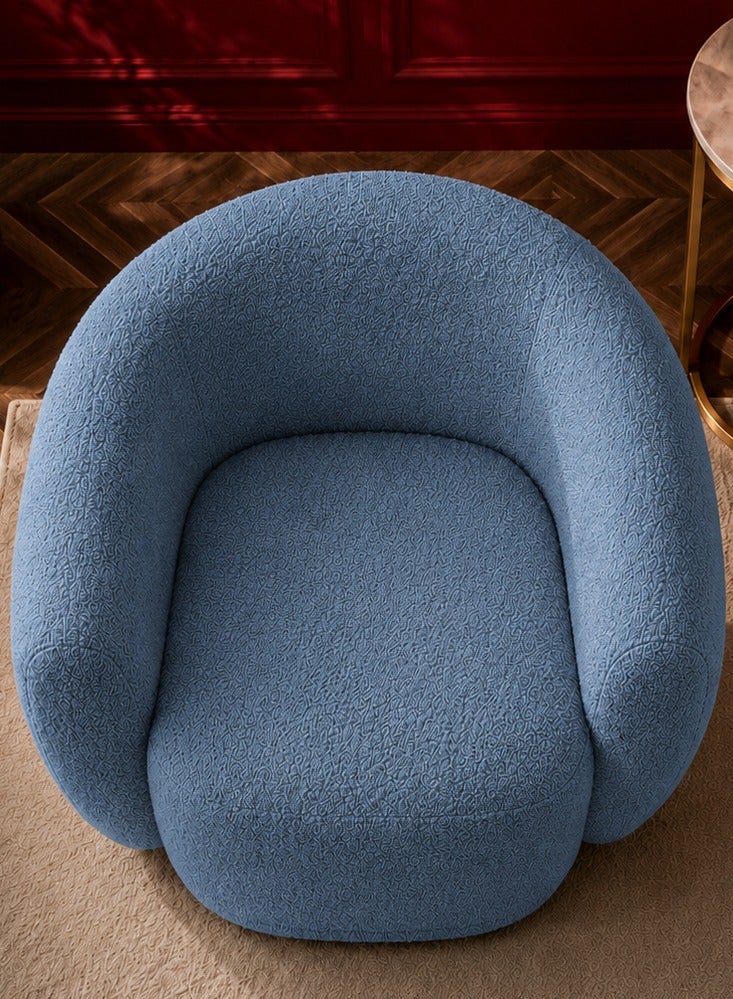 House One Chair|Bouclee And Wood Legs 99x104x75 cm - Light Blue - Image 3