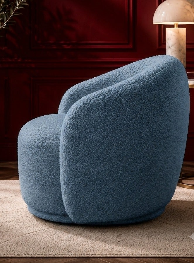 House One Chair|Bouclee And Wood Legs 99x104x75 cm - Light Blue - Image 2