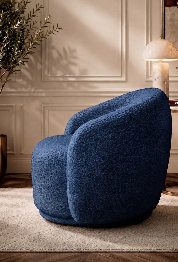 House One Chair|Bouclee And Wood Legs 99x104x75 cm - Light Blue - Image 2