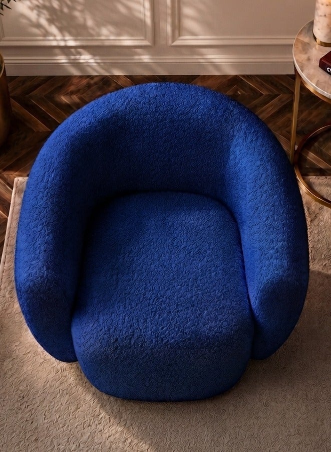 House One Chair|Bouclee And Wood Legs 99x104x75 cm - Light Blue - Image 3