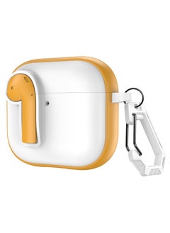Suitable For Apple Airpods 4 Protective Case With Lock Switch Creative Headset Bluetooth Case Pro2 Soft Drop-proof Case-Color:White Yellow-Applicable Models:Airpods Pro