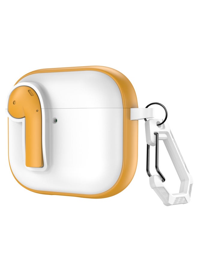 Generic - Suitable For Apple Airpods 4 Protective Case With Lock Switch Creative Headset Bluetooth Case Pro2 Soft Drop-proof Case-Color:White Yellow-Applicable Models:Airpods Pro - Image 1
