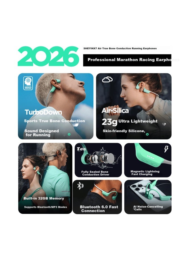 Sheyin X7air True Bone Conduction Running Swimming Sports Earphones Long-distance Marathon Fitness Ultra-long Battery Life Ipx8 Waterproof Sweatproof Open Design  New Limited Edition Orange 32gb