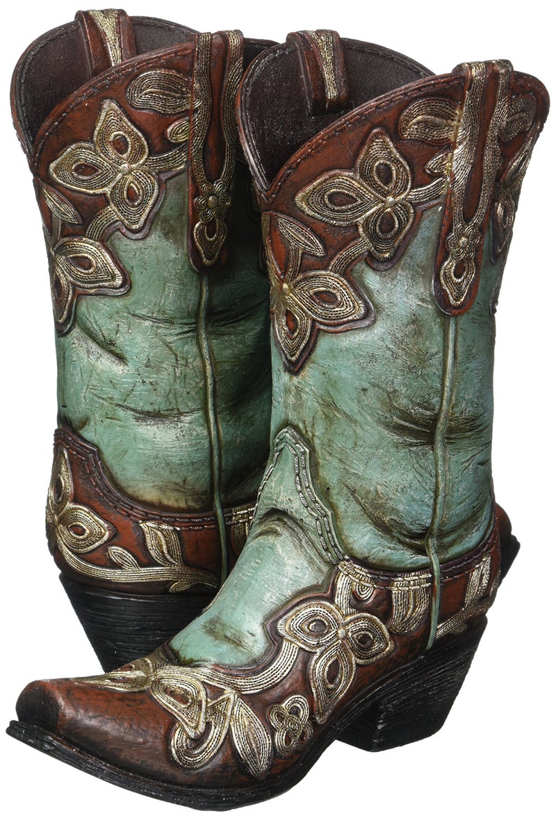 BURTON Turquoise Cowgirl Boot Vase - Image 5