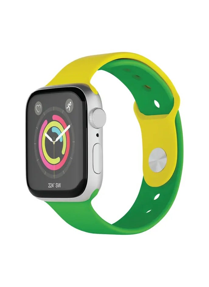 Silicone Smart Watch Strap / Hypoallergenic Band / Easy to Install and Remove- Green/Yellow