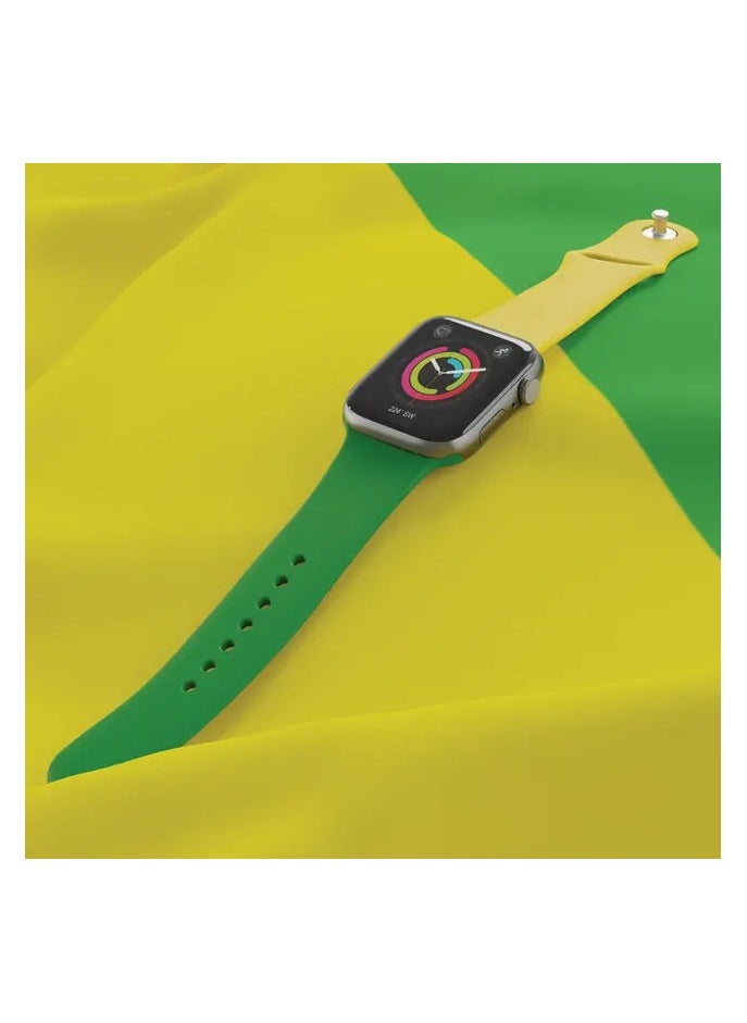 Silicone Smart Watch Strap / Hypoallergenic Band / Easy to Install and Remove- Green/Yellow