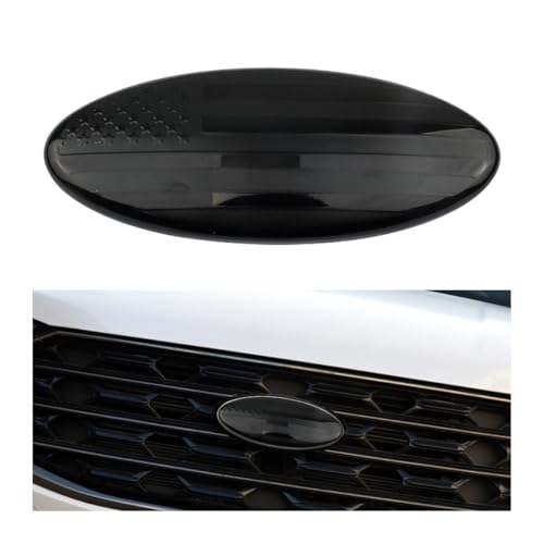 HZEL Front Grille American Flag Emblem 9 Inch Oval Rear Tailgate Decal Badge Nameplate Adhesive Tape Sticker Badge Compatible with Ford 20042014 F150 20052007 F250 F350 and MoreBlack - Image 1