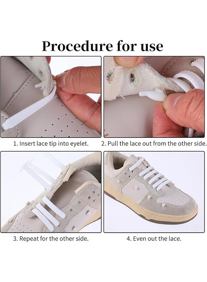 واي جيه أربطة أطفال خالية من الدانتيل ، أربطة مرنة من السيليكون المطاطي ، برباط سريع كسول خالي من الدانتيل مقاوم للماء يترك على الأربطة أحذية رياضية للجري وأحذية كاجوال أبيض 16 قطعة - Image 3