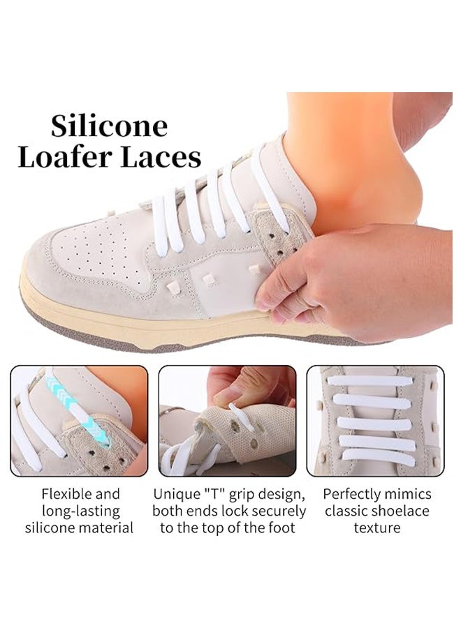 واي جيه أربطة أطفال خالية من الدانتيل ، أربطة مرنة من السيليكون المطاطي ، برباط سريع كسول خالي من الدانتيل مقاوم للماء يترك على الأربطة أحذية رياضية للجري وأحذية كاجوال أبيض 16 قطعة - Image 5