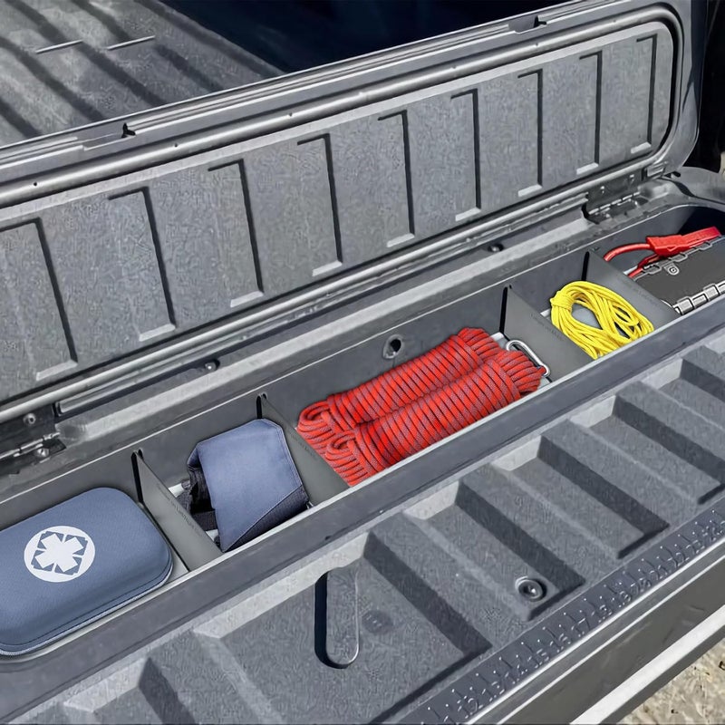 HGWEI Tailgate Storage Dividers Compatible with Chevy Colorado/GMC Canyon 2025 2024 2023 Accessories 4PCS Black StowFlex Truck Bed Organizer Insert Compartment Tray - Image 3