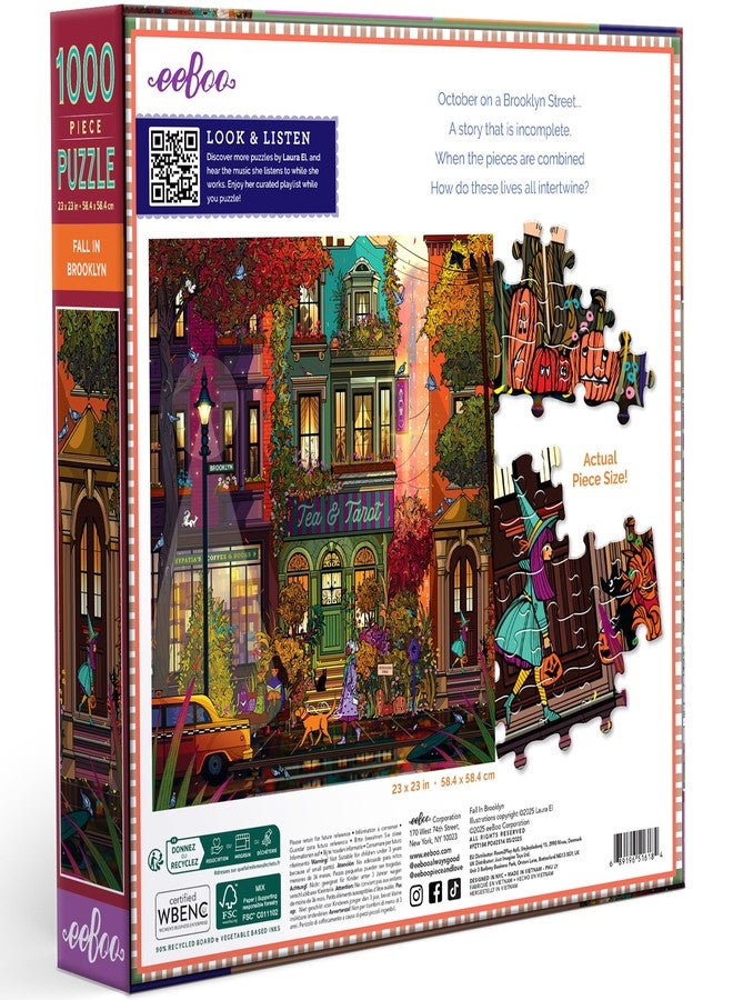 Eeboo - Jigsaw Puzzle 1000 Pieces Autumn in Brooklyn - Puzzle for Adults, 1000 Pieces Made of Cardboard - Dimensions 58.5 cm x 58.5 cm - Image 2