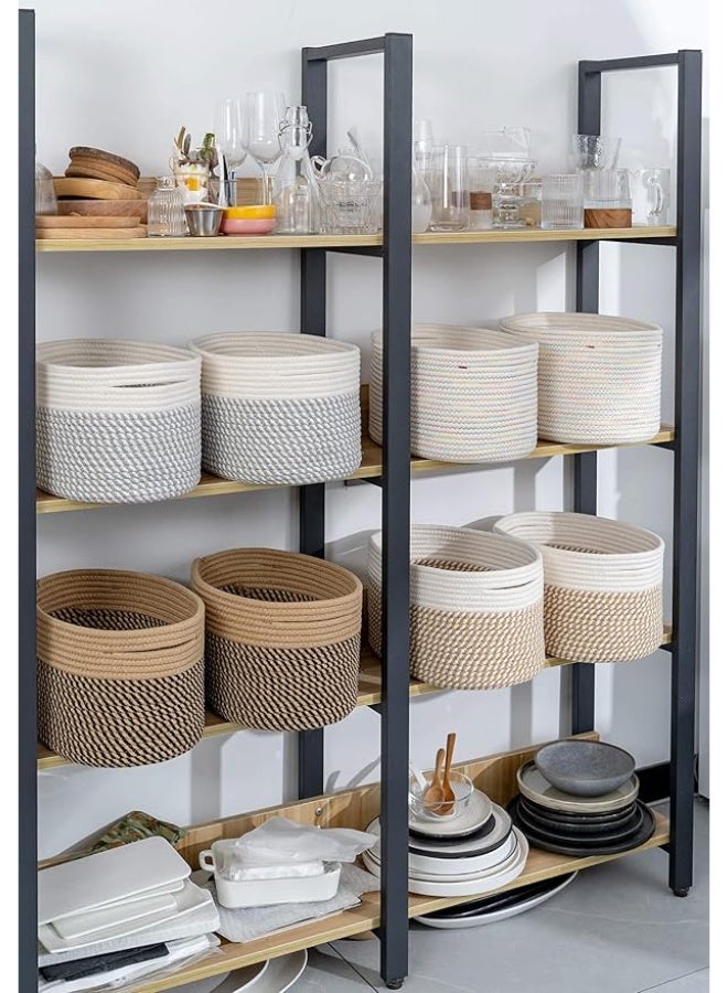 Arabest Cube Shelf Closet Storage Basket Set of 3 - Woven Bins for Organizing, Soft Cotton Rope Skin-Friendly Toy Basket, Stylish Decor - Light Brown - Image 3