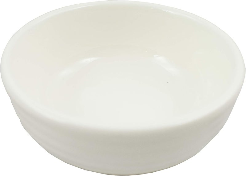 SUNRISE Pack of 12 Super White Round Ribbed Porcelain Sauce Dishes OT1335 - Image 1