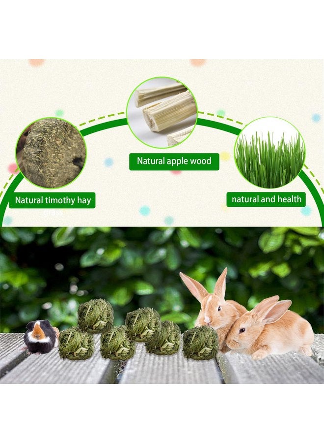 كاثسون كرات عشب الأرانب الطبيعية من كاتسون، ألعاب مضغ عشب تيموثي، لعبة ضرس منسوج طبيعي، كرات لعب نشاط الأرنب لشنشيلة والهامستر وخنزير غينيا والحيوانات الصغيرة (6 قطع) - Image 5