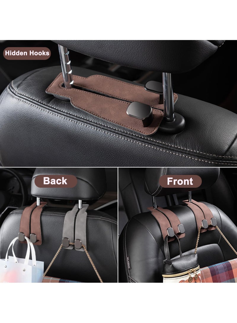 2-Pack Car Seat Headrest Hooks, Multi-Functional Leather Holders for Handbags, Coats, Umbrellas and More, Stylish Black Design - Image 4