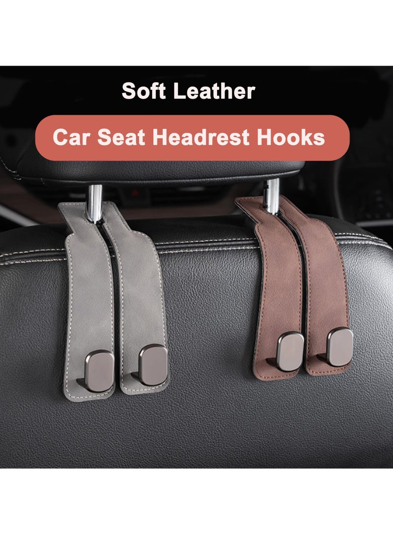 2-Pack Car Seat Headrest Hooks, Multi-Functional Leather Holders for Handbags, Coats, Umbrellas and More, Stylish Black Design - Image 3