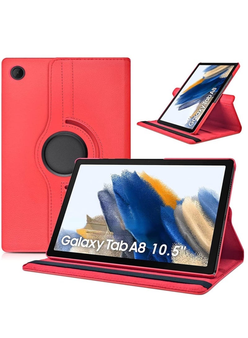 SmartGrist Case Compatible with Galaxy Tab A8 10.5" Case (SM-X200/X205/X207), Galaxy Tab A8 Case 10.5 inch,Auto Sleep/Wake 360° Rotating Stand Folio Leather Case for Tab A8 2022 (Red) - Image 1