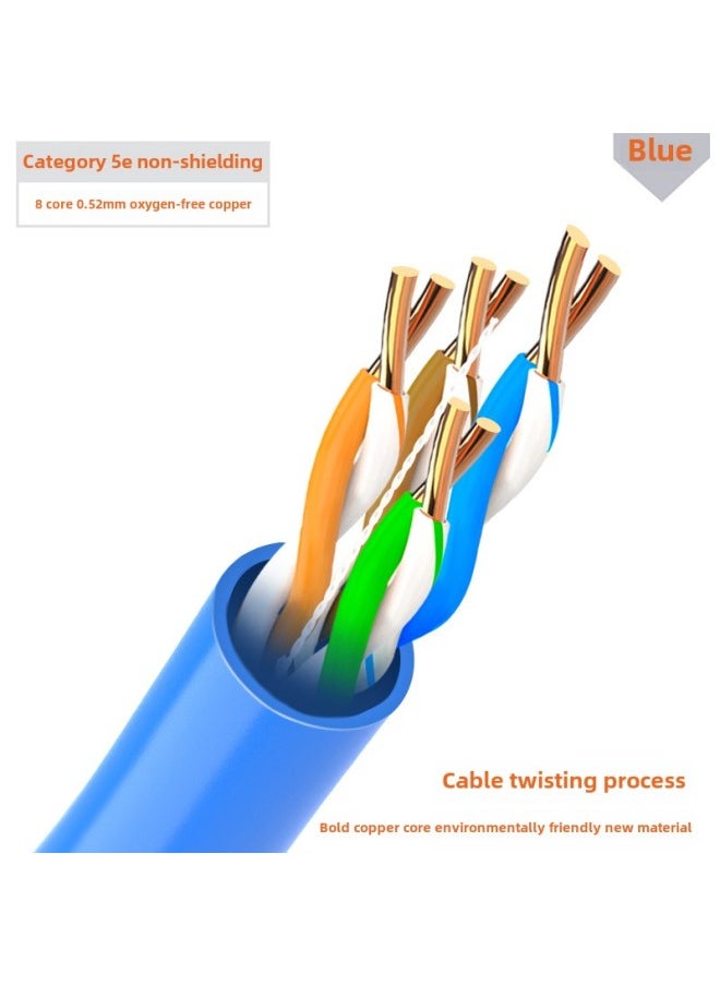 Generic Network Cable Anpu Super Six Class 6 Super Five Household Gigabit Oxygen-free Copper Double Shielded Broadband Monitoring Outdoor POE Network-Color:Super Five  Blue Home Engineering Optimization-Line Length:30m  - Image 1