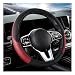 DXNQ Car Steering Wheel Cover 15 Inch Carbon Fiber Leather Stitching Color Steering Wheel Protector AntiSlip Elastic Breathable Steering Wheel Cover Stylish Decor for Most Cars Wine Red AD - Image 2