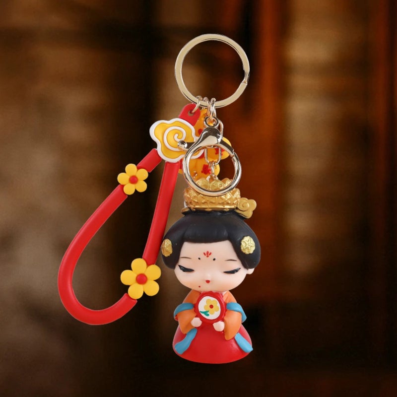 شي آن تانغ سيدة الطراز القديم تانغ الحلوى الصغيرة المفاتيح قلادة دمى لطيف الإبداع الثقافي الإبداعي السياحة هدية تذكارية