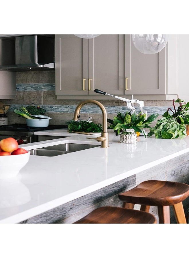 TANONE ورق حائط لاصق ذاتي أبيض لأسطح العمل، لفائف فينيل سميكة، ورق زخرفي مقاوم للماء لتغطية الجدران، خزائن المطبخ، خزائن الملابس، الأثاث مع لمسة لامعة (15.7 بوصة × 78.7 بوصة) - Image 2