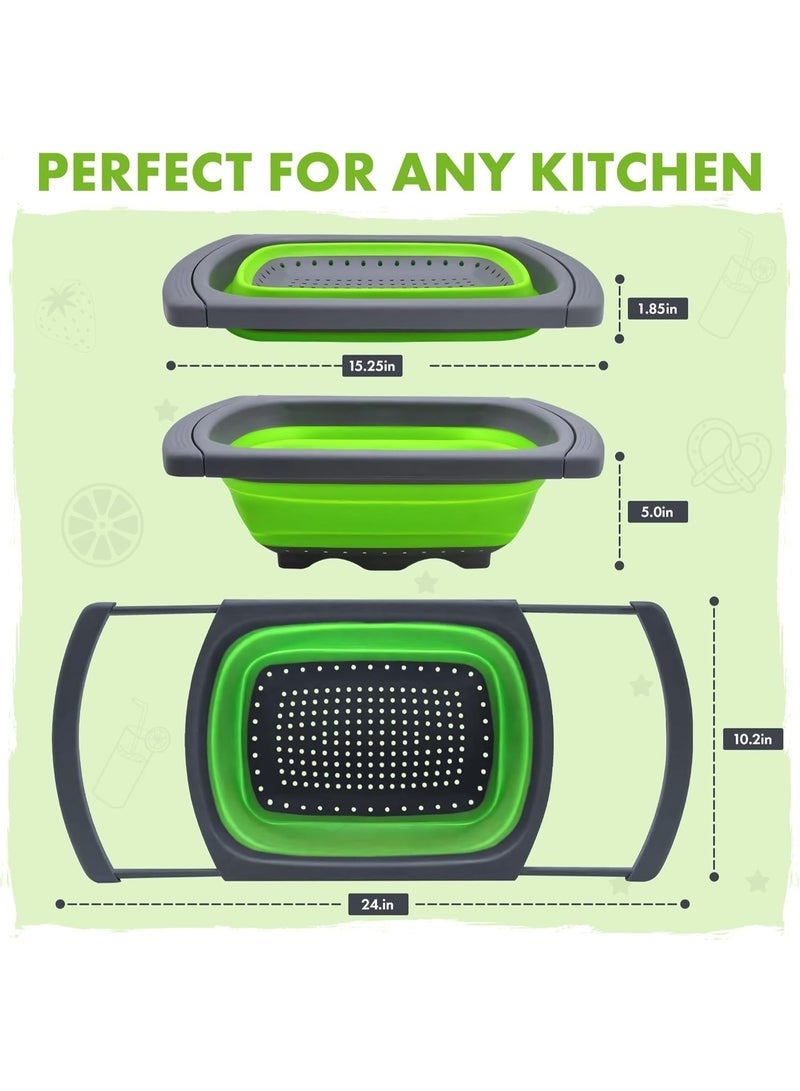 Arabest 2 PCS Silicone Collapsible Colander, Sink Colander, Collapsible Camping Versatile Collapsible Strainer Sink, Strainer basket over Sink Strainer - Image 2