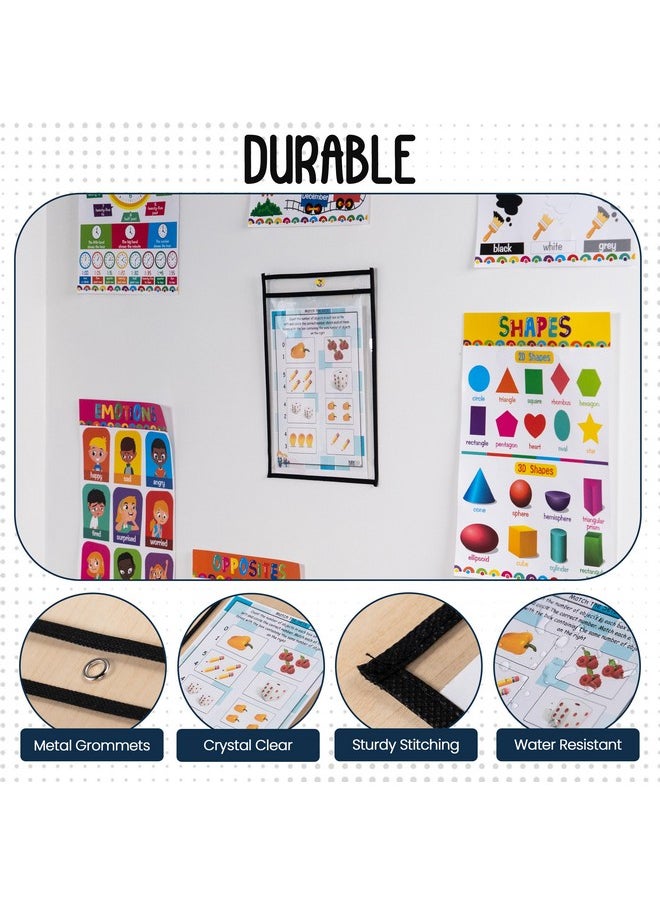 Essex Wares - 30 Pack, Black, Dry Erase Pocket Document Protectors, 10" Wide X 13.5" Tall - Dry Erase Clear Plastic Sleeves - Reusable & Easy Erase Plastic Invoice Holders, Water-Resistant & Durable  - Image 3