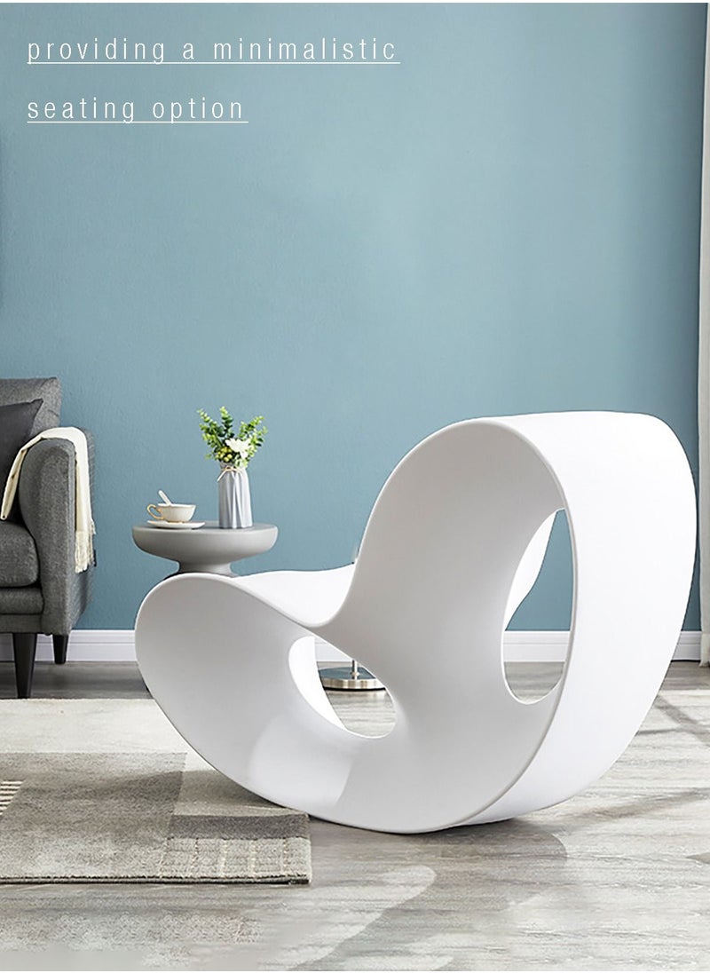 Merry Moments - Rocking Chair Sun Lounger Outdoor Seating Garden Seat Armchair Upholstered Lounge Chair Sofa Chair for Bedroom Living Dining Retail PE White H77.5xW46xL114 cm - Image 1