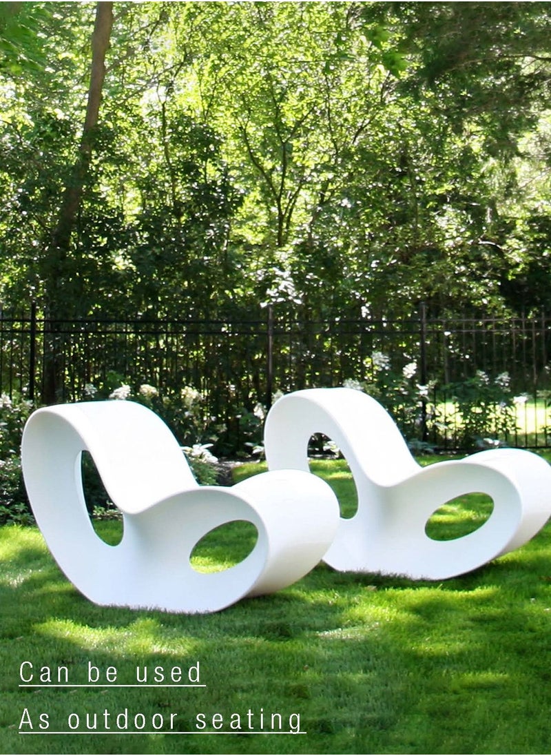 Merry Moments - Rocking Chair Sun Lounger Outdoor Seating Garden Seat Armchair Upholstered Lounge Chair Sofa Chair for Bedroom Living Dining Retail PE White H77.5xW46xL114 cm - Image 1