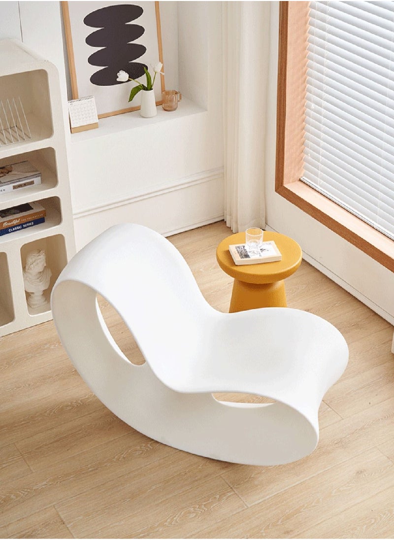 Merry Moments - Rocking Chair Sun Lounger Outdoor Seating Garden Seat Armchair Upholstered Lounge Chair Sofa Chair for Bedroom Living Dining Retail PE White H77.5xW46xL114 cm - Image 1