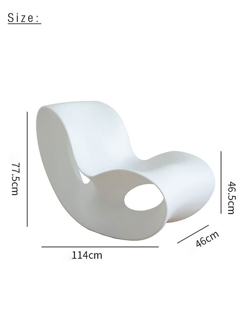 Merry Moments - Rocking Chair Sun Lounger Outdoor Seating Garden Seat Armchair Upholstered Lounge Chair Sofa Chair for Bedroom Living Dining Retail PE White H77.5xW46xL114 cm - Image 1