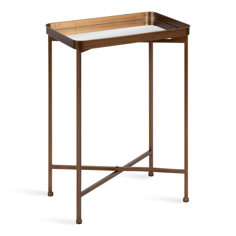 Kate and Laurel Kate and Laurel Celia Modern Mirrored Tray Side Table 18 x 12 x 26 Dark Bronze Foldable Rectangular End Table for Storage and Display 