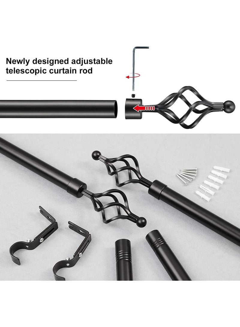 AL WADI FURNITURE Set of 2 Roman Pole Style Heavy Duty Luxury Extendable Curtain Rods, Metal Single Rods Finials Decorative End Window Treatment Rod Drapery Rods (BLACK, 150 – 300 cm)  - Image 5