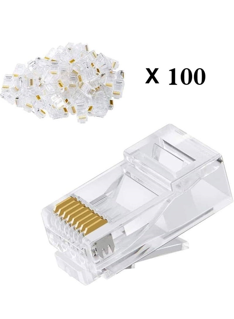 تايمي 100 قطعة من موصلات ار جي 45 المعيارية مناسب للأسلاك الصلبة والأعتيادية - Image 2