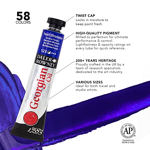 Daler Rowney Georgian 10-Tube Introductory Artist Oil Paint Set - Painting Set for Canvas Paper and More - Oil Painting Supplies for Artists and Students - Oil Paints for All Skill Sets - Image 4
