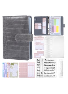 Excefore Budget Planner, Expense Notebook with 12 open pockets, 1 set of money cards, 1 ruler, 6 labels 2, 3 German labels, Financial Planner, Household Financial Planner, Household Budget Planner, Grey  - Image 1