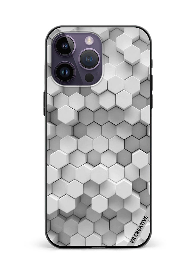 VR CREATIVE Protective Case Cover For Apple iPhone 15 Pro 3D Gray White Honeycombs Brick Wall Stairway Decoration Design Multicolour - Image 1