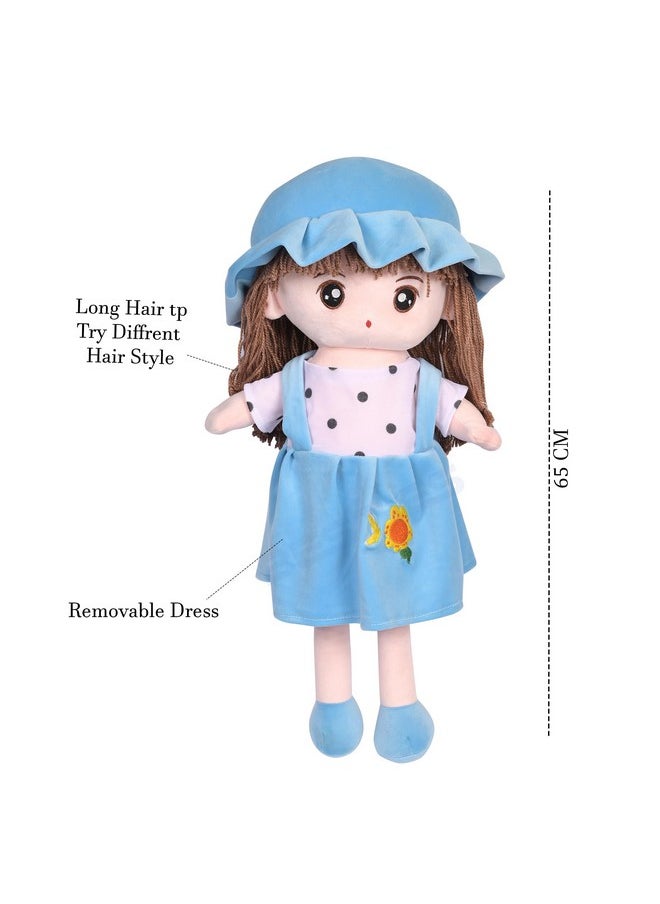 Besties BESTIES Plush Princess Doll 65 cm for Girl in Sturdy Dress with Woolen Hair, Doll for Girls, Toy for Girls, Birthday Gift Girl/Boys, Gift for Girls (Blue)  - Image 2